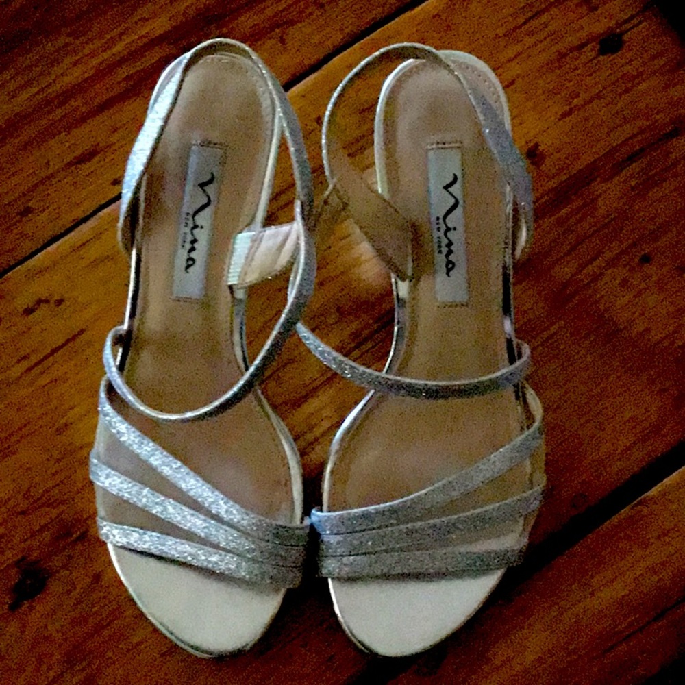 Silver heels by Nina New York. Size 7.